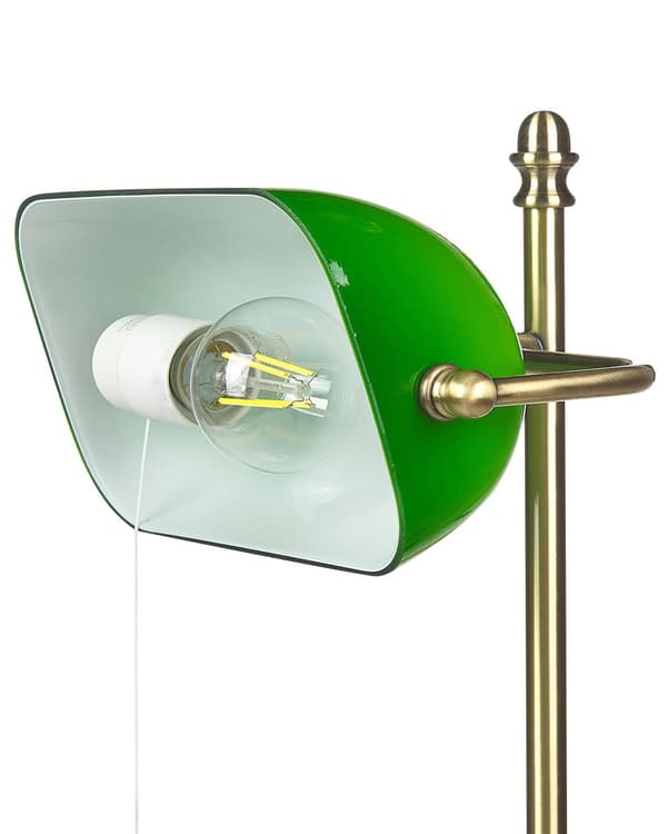 Bordlampe Grønn Gull Metall 52 cm Lampeskjerm i glass Snorbryter Justerbar Retro design Hjemmekontor Belysning