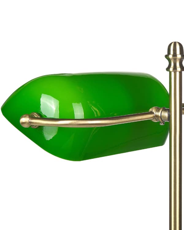 Bordlampe Grønn Gull Metall 52 cm Lampeskjerm i glass Snorbryter Justerbar Retro design Hjemmekontor Belysning