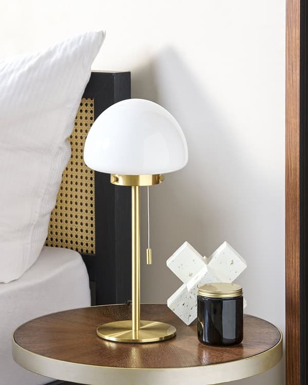 Bordlampe Gull 39 cm Lampeskjerm i glass Snorbryter Minimalistisk stil Hjemmekontor Soverom Belysning