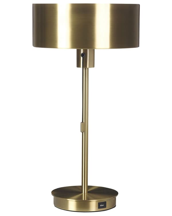 Pöytävalaisin kulta 25 x 47 x 25 cm rauta USB-portti sylinterivarjostin moderni industriaalinen