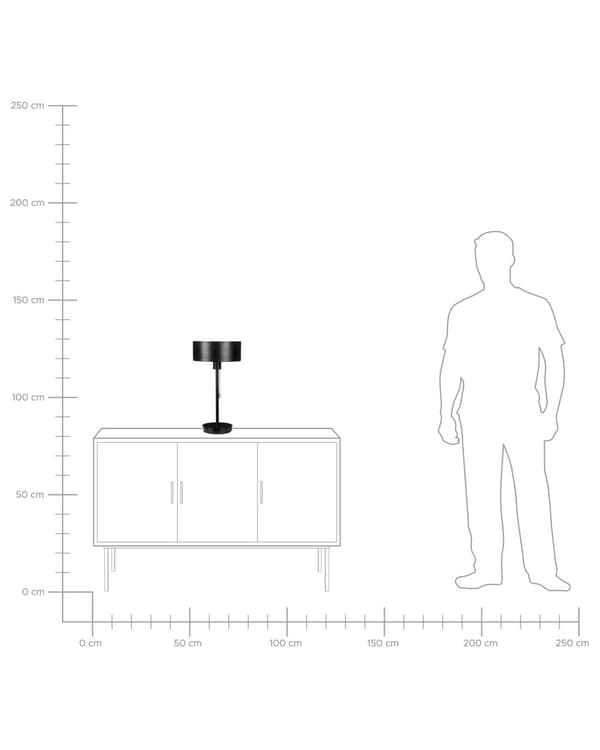 Pöytävalaisin musta 25 x 47 x 25 cm rauta USB-portti sylinterivarjostin moderni industriaalinen
