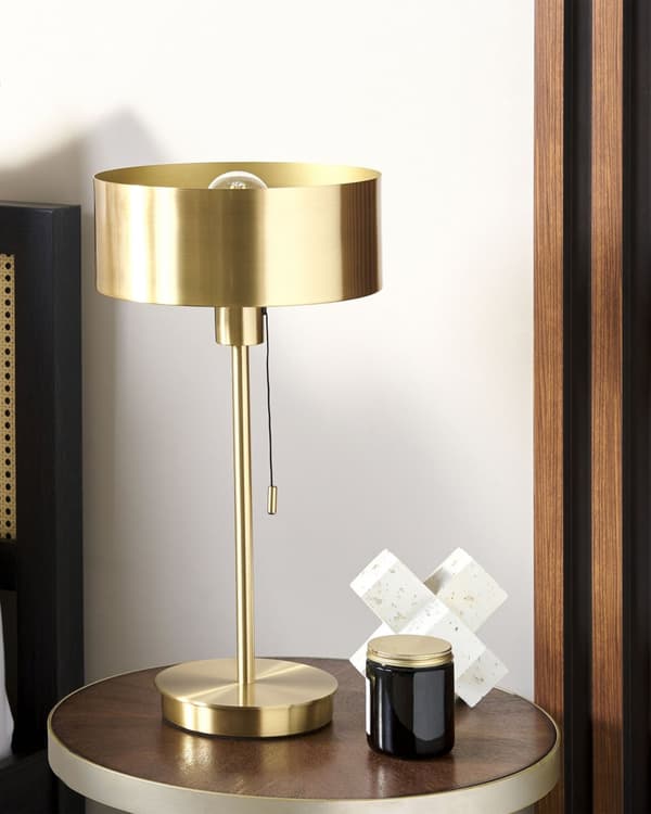 Bordlampe Gull Jern 47 cm Kjegleformet skjerm USB-utgang Moderne design Belysning Funksjonell Hjemmekontor