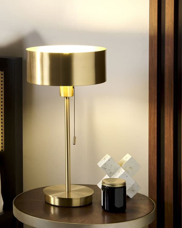 Bordlampe Gull Jern 47 cm Kjegleformet skjerm USB-utgang Moderne design Belysning Funksjonell Hjemmekontor