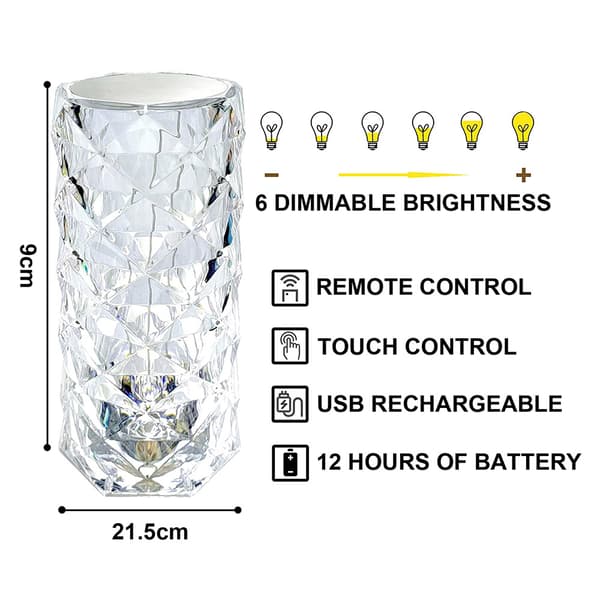 Bordlampe Diamant med touch og RGB-farver