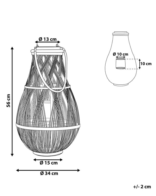 Lykt Hvit Bambus Glass 56 cm Innendørs- og utendørsbruk Skandinavisk og bohemsk stil Dekorasjon