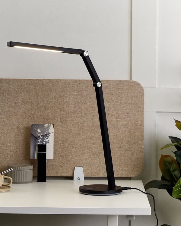 Skrivebords LED-lampe Sort med Sokkel Trinløs Dæmpning Touch Switch Lys Kontorstudie Moderne