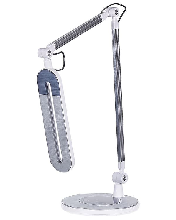 Skrivebords LED-lampe Metal Aluminium Sølv med Base Dobbeltdæmpende Touch Switch Lys Office Study Moderne Stil