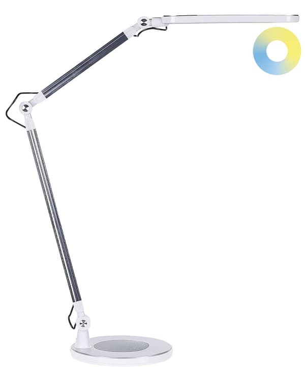 Skrivebords LED-lampe Metal Aluminium Sølv med Base Dobbeltdæmpende Touch Switch Lys Office Study Moderne Stil