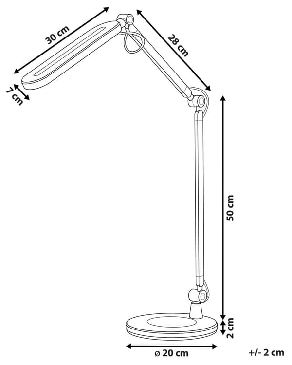 Skrivebords LED-lampe Metal Aluminium Sort med Sokkel Dobbeltdæmpende Touch Switch Lys Kontorstudie Moderne Stil