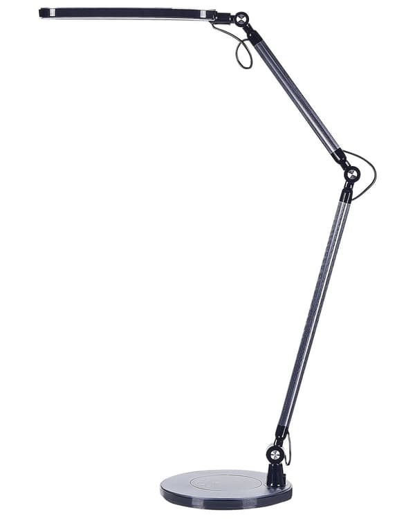 Skrivebords LED-lampe Metal Aluminium Sort med Sokkel Dobbeltdæmpende Touch Switch Lys Kontorstudie Moderne Stil