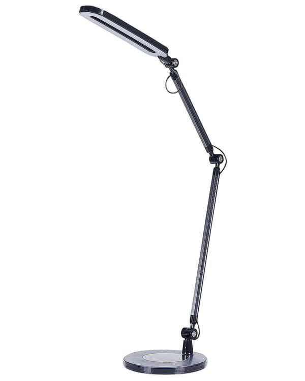 Skrivebords LED-lampe Metal Aluminium Sort med Sokkel Dobbeltdæmpende Touch Switch Lys Kontorstudie Moderne Stil