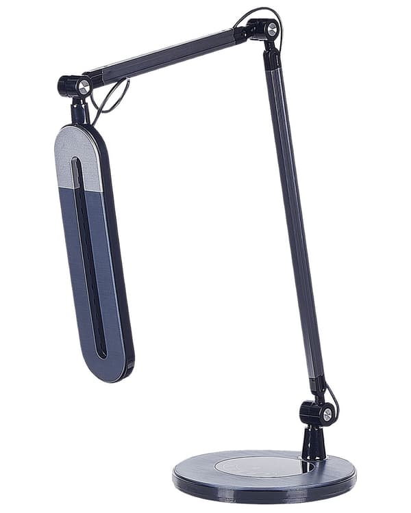 Skrivebords LED-lampe Metal Aluminium Sort med Sokkel Dobbeltdæmpende Touch Switch Lys Kontorstudie Moderne Stil