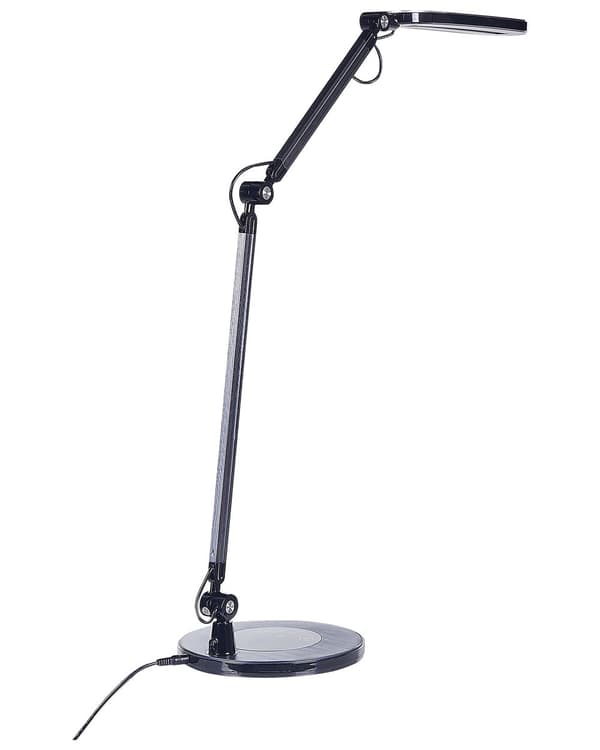 Skrivebords LED-lampe Metal Aluminium Sort med Sokkel Dobbeltdæmpende Touch Switch Lys Kontorstudie Moderne Stil