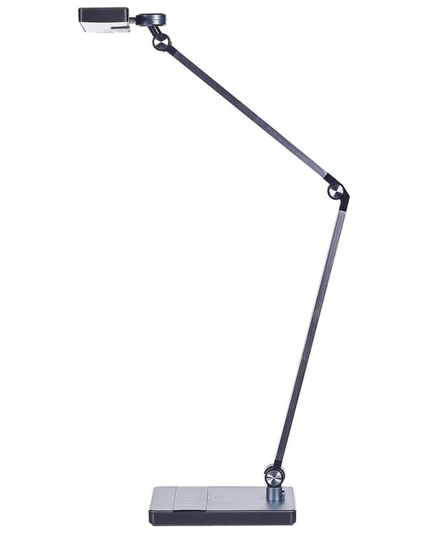 Skrivebords LED-lampe Metal Aluminium Sort Trinløs Dæmpning Touch Switch Trådløs Oplader Lys Kontorstudie Moderne Stil