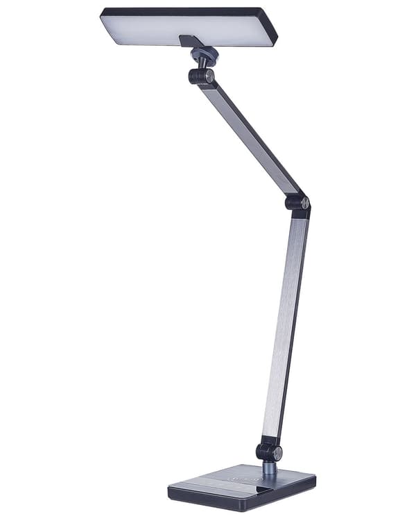 Skrivebords LED-lampe Metal Aluminium Sort Trinløs Dæmpning Touch Switch Trådløs Oplader Lys Kontorstudie Moderne Stil