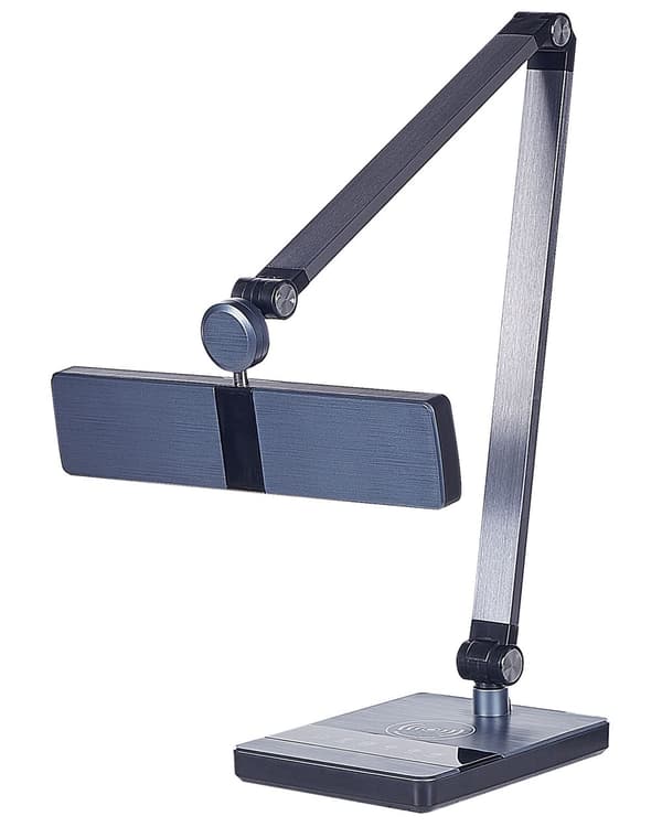 Skrivebords LED-lampe Metal Aluminium Sort Trinløs Dæmpning Touch Switch Trådløs Oplader Lys Kontorstudie Moderne Stil