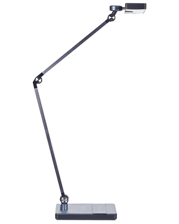 Skrivebords LED-lampe Metal Aluminium Sort Trinløs Dæmpning Touch Switch Trådløs Oplader Lys Kontorstudie Moderne Stil