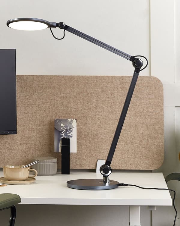 Skrivbord LED Lampa Metall Aluminium Svart med Bas Dubbel Dimning Touch-knapp Ljus Kontor Arbetsrum Modern