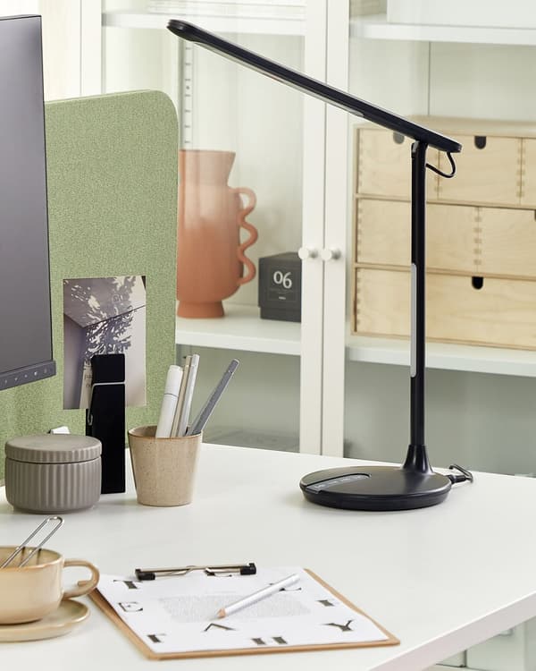 Skrivbord LED Lampa Metall Aluminium Svart med Bas Dubbel Dimning Touch-knapp Ljus Kontor Arbetsrum Modern