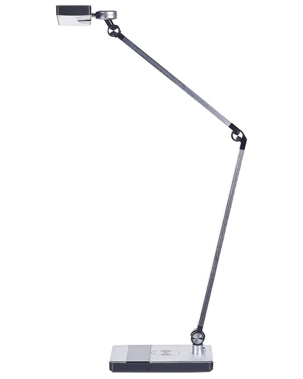 Skrivbordslampa LED Metall Aluminium Silver Steglös Dimning Touch-knapp Trådlös Laddare Ljus Kontor Arbetsrum Modern