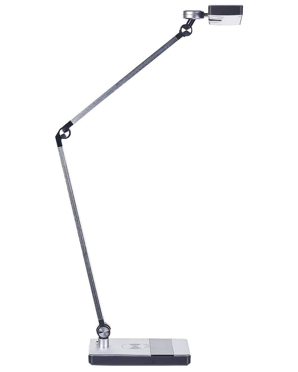 Skrivbordslampa LED Metall Aluminium Silver Steglös Dimning Touch-knapp Trådlös Laddare Ljus Kontor Arbetsrum Modern