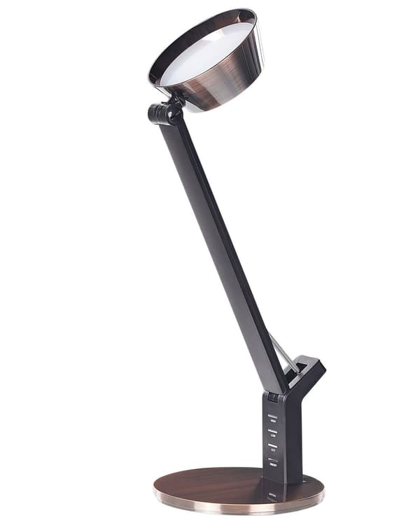 LED Bordslampa Koppar Metall Bordsbelysning Läsning Dator Justerbar Arm Dimmer Färg Temperatur USB-ingång
