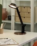 Miniatyrbild 2 av 11: LED Bordslampa Koppar Metall Bordsbelysning Läsning Dator Justerbar Arm Dimmer Färg Temperatur USB-ingång