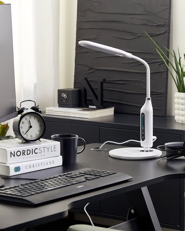 Bordslampa Vit Bordsbelysning Läsning Dator Justerbar Arm Dimmer Färg Temperatur