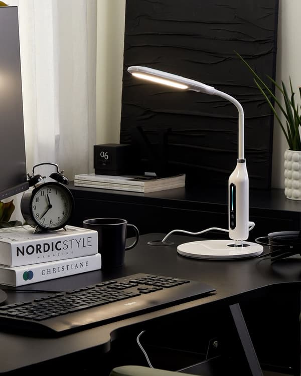 Bordslampa Vit Bordsbelysning Läsning Dator Justerbar Arm Dimmer Färg Temperatur