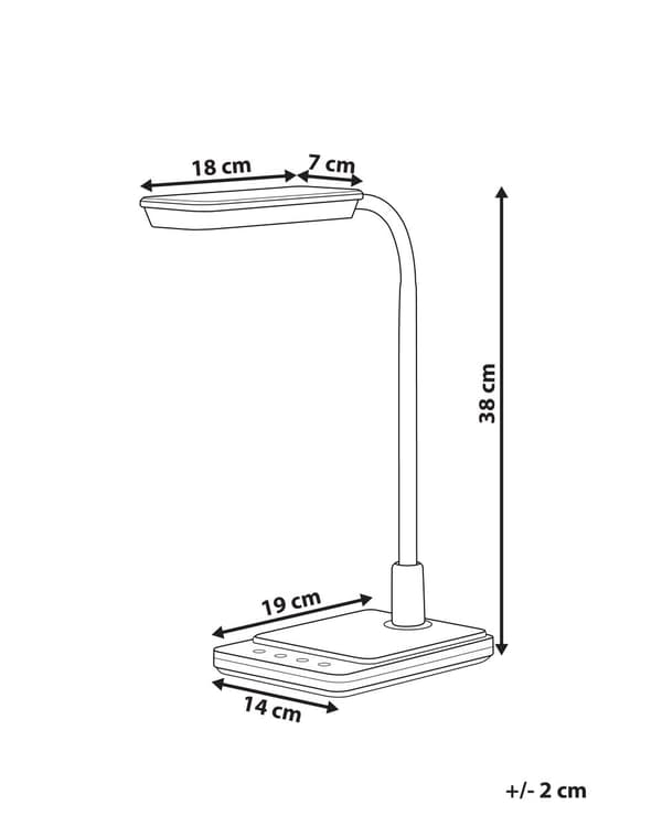 LED-pöytävalaisin musta 19 x 38 x 14 cm muovi rauta säädettävä himmennin moderni