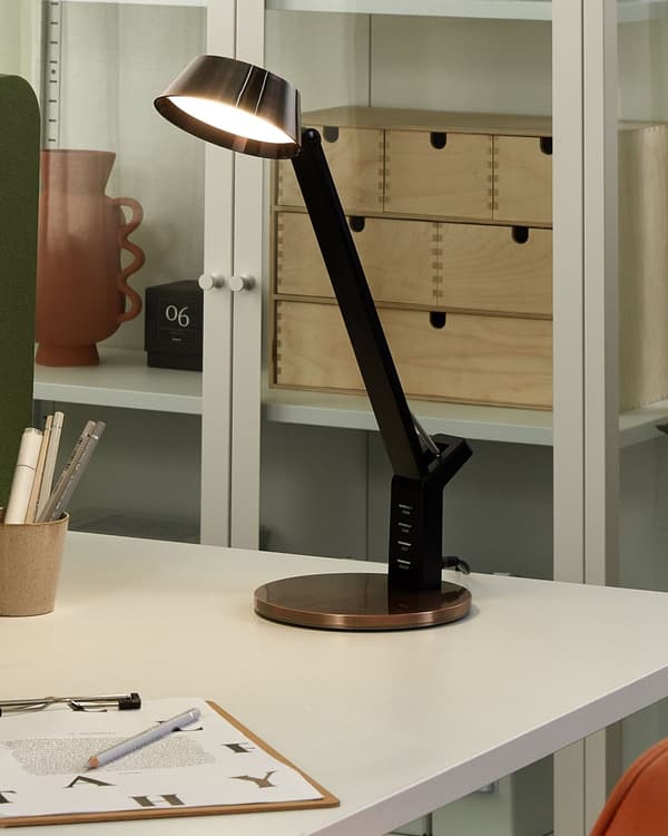 LED-pöytävalaisin kupari 17 x 40 x 17 cm muovi rauta teräs himmennin USB säädettävä moderni