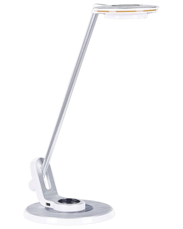 LED-pöytävalaisin hopea valkoinen 19 x 45 x 19 cm alumiini muovi säädettävä himmennin USB moderni