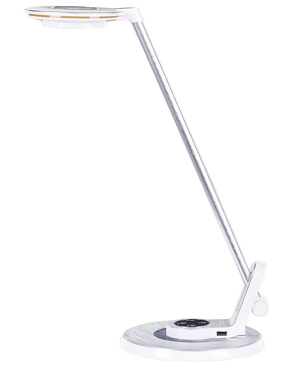 LED-pöytävalaisin hopea valkoinen 19 x 45 x 19 cm alumiini muovi säädettävä himmennin USB moderni
