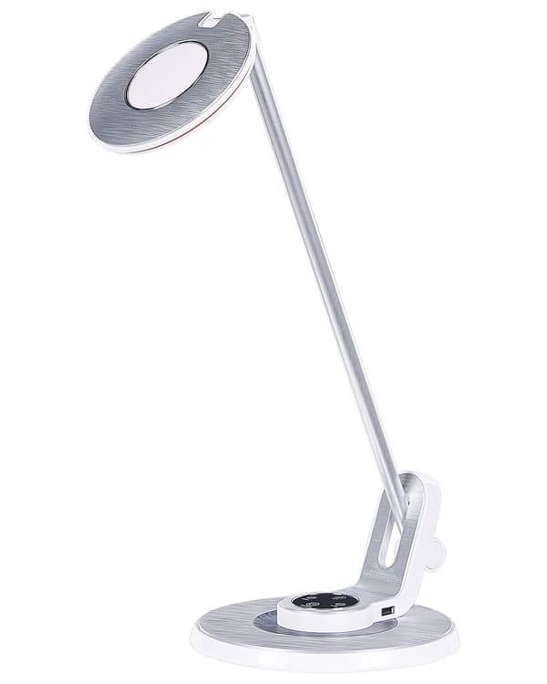 LED-pöytävalaisin hopea valkoinen 19 x 45 x 19 cm alumiini muovi säädettävä himmennin USB moderni
