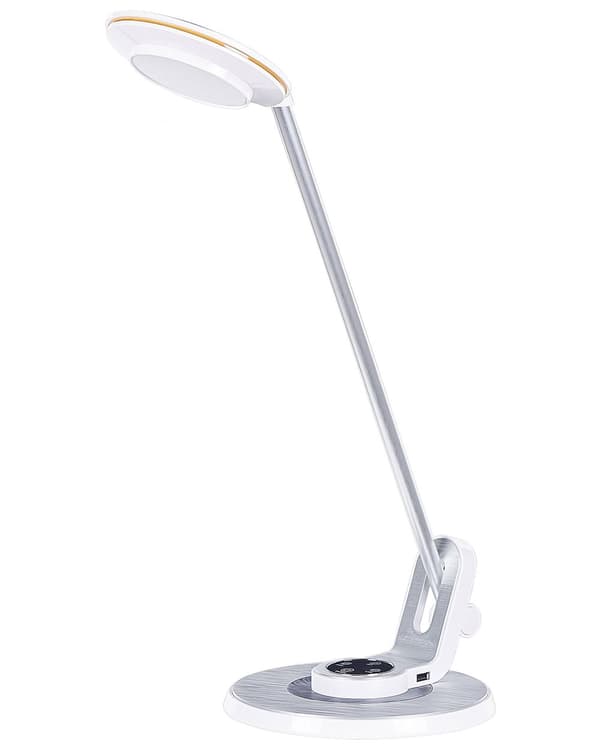 LED-pöytävalaisin hopea valkoinen 19 x 45 x 19 cm alumiini muovi säädettävä himmennin USB moderni