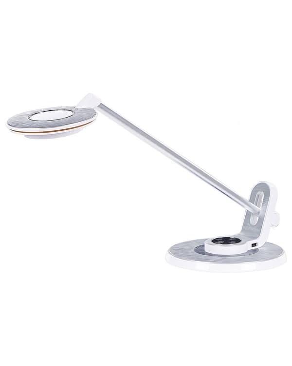 LED-pöytävalaisin hopea valkoinen 19 x 45 x 19 cm alumiini muovi säädettävä himmennin USB moderni