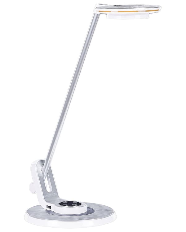 LED-pöytävalaisin hopea valkoinen 19 x 45 x 19 cm alumiini muovi säädettävä himmennin USB moderni