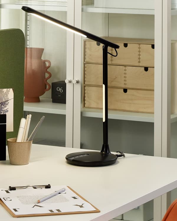 Skrivebordslampe Svart Metall Aluminium LED Dobbel dimming Berøringsbryter Moderne Belysning Kontor Bordlampe