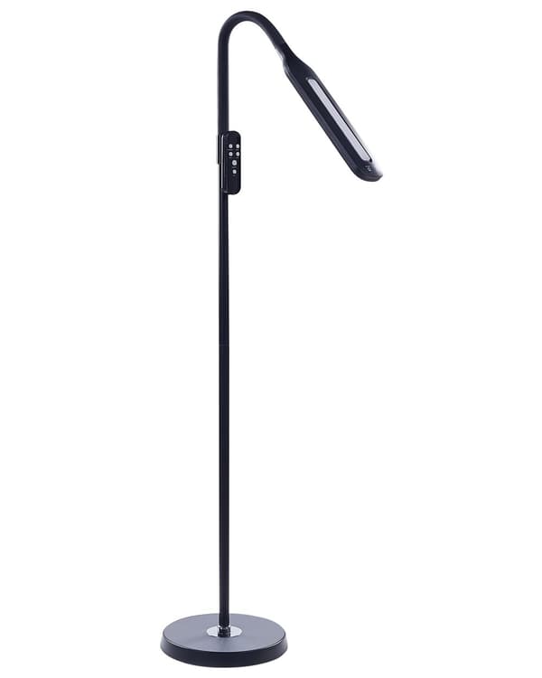 Gulv LED Lampe Sort Syntetisk Materiale 160 cm Højde Lysdæmpning Fjernbetjening Moderne Belysning Hjemmekontor