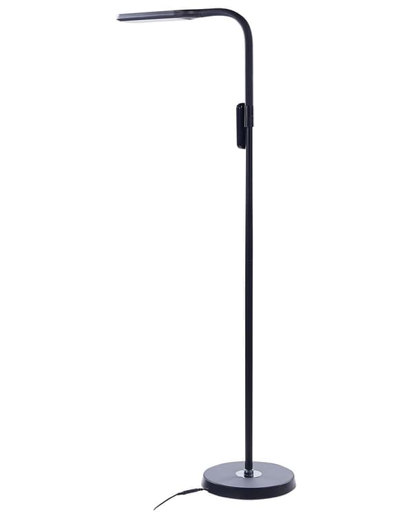 Gulv LED Lampe Sort Syntetisk Materiale 160 cm Højde Lysdæmpning Fjernbetjening Moderne Belysning Hjemmekontor