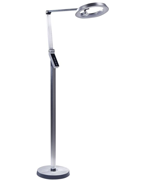 Gulv LED Lampe Sølv Syntetisk Materiale 170 cm Højdedæmpning LCD Moderne Belysning Hjemmekontor