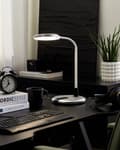 Miniatyrbillede 2 af 11: LED Skrivebordslampe Sølv Syntetisk Bordbelysning Reding Computer Lampe Justerbar Arm Lysdæmper Farvetemperaturændring