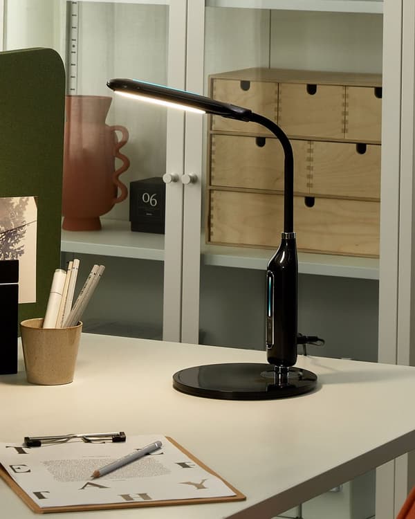 Skrivebordslampe Sort Bordbelysning Læse Computerlampe Justerbar Arm Slide Dimmer Farvetemperatur