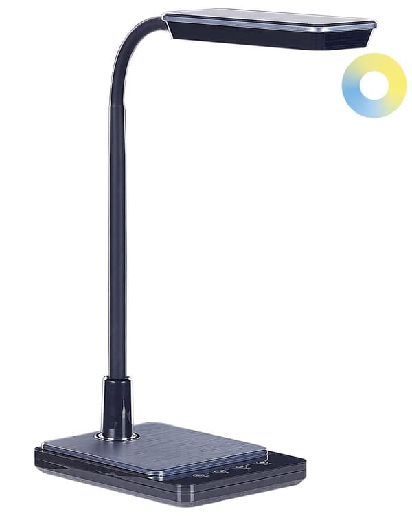 LED skrivebordslampe Sort bordbelysning Reding Computerlampe Justerbar armdæmper Farvetemperaturændring