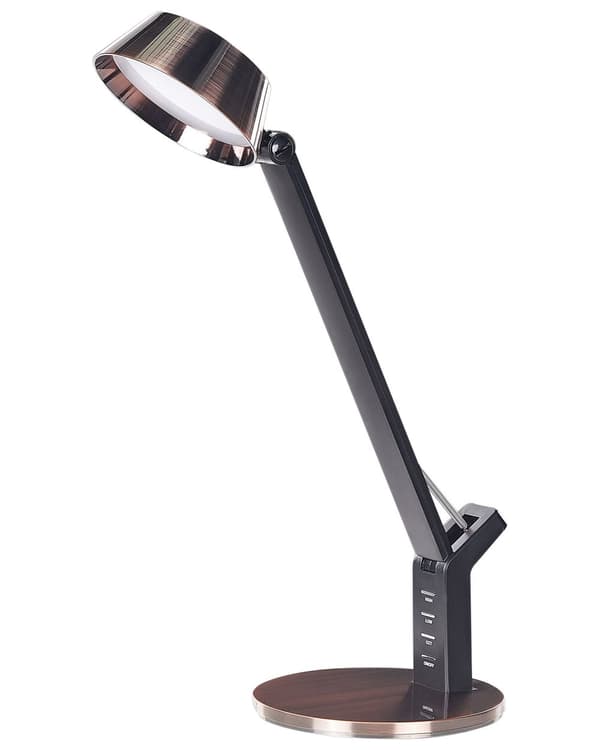 LED Skrivebordslampe Kobber Metal Bordbelysning Læse Computerlampe Justerbar Armdæmper Farvetemperatur USB-port