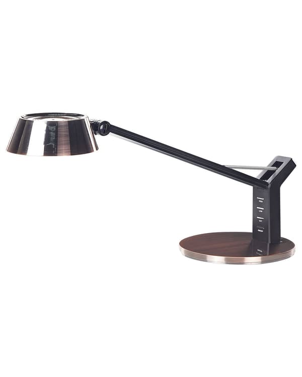 LED Skrivebordslampe Kobber Metal Bordbelysning Læse Computerlampe Justerbar Armdæmper Farvetemperatur USB-port