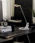 Miniatyrbillede 2 af 11: LED Skrivebordslampe Sølv Metal Bordbelysning Læse Computerlampe Justerbar Arm Lysdæmper Farvetemperatur USB-port