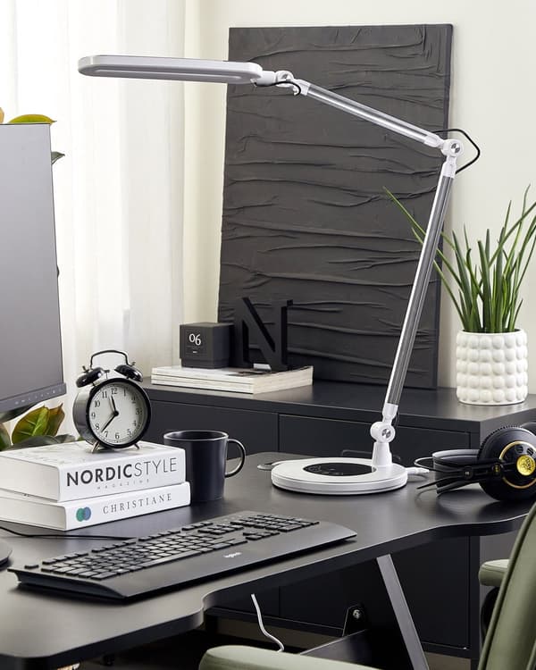 Skrivebordslampe Sølv Metall Aluminium LED Dobbel dimming Berøringsbryter Moderne Belysning Kontor Bordlampe