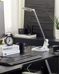 Miniatyrbilde 4 av 11: Bordlampe Sølv Hvit Metall 19 x 45 x 19 cm LED Dimmer Justerbar USB-port Leselampe Skrivebordslampe Belysning