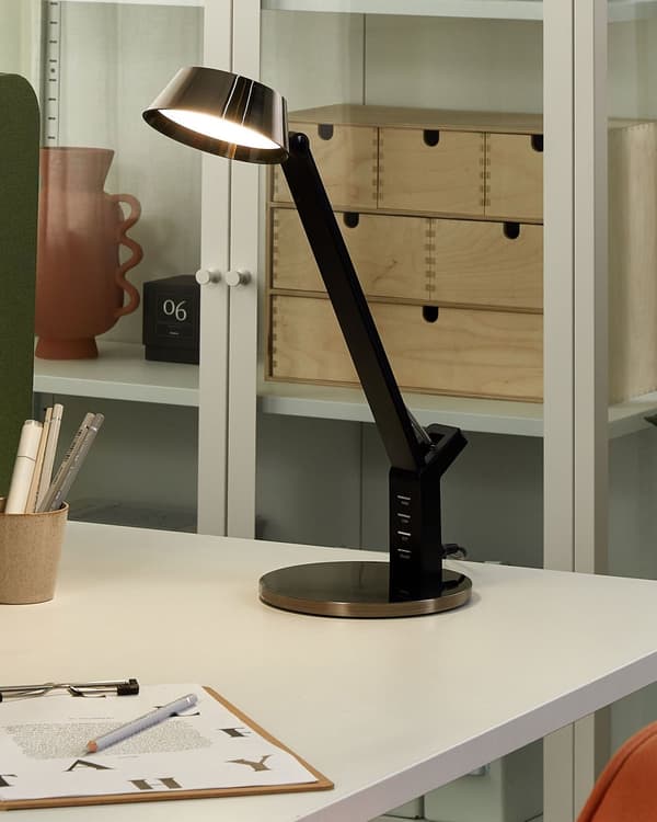 Bordlampe Messing Metall 17 x 40 x 17 cm LED Dimmer Justerbar USB-port Leselampe Skrivebordslampe Belysning